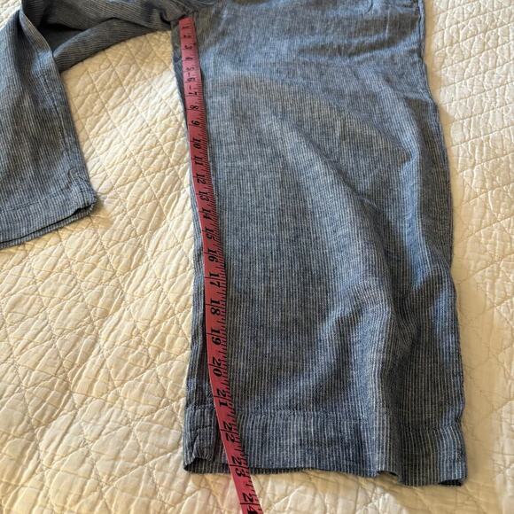 H & M LOGG Wide Leg Capri Pants Blue Sz 8 Nautical Granola Coastal Grandma Beach - Picture 9 of 10